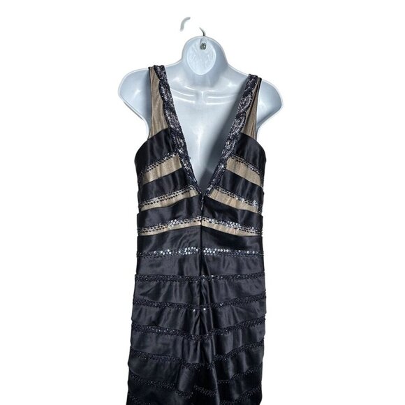 Julian Joyce by MANDALAY Cocktail Midi Dress satin beaded size 10 Vintage y2k - Picture 7 of 11